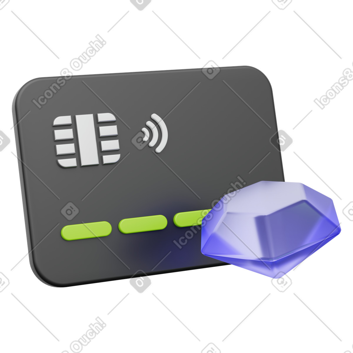 Luxury banking card with gemstone symbol for elite access illustration in 3D Playful style download in PNG, SVG