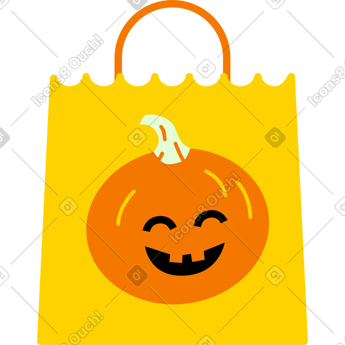 Ilustración Bolsa de papel con calabaza en estilo Giggle a descargar en PNG y SVG