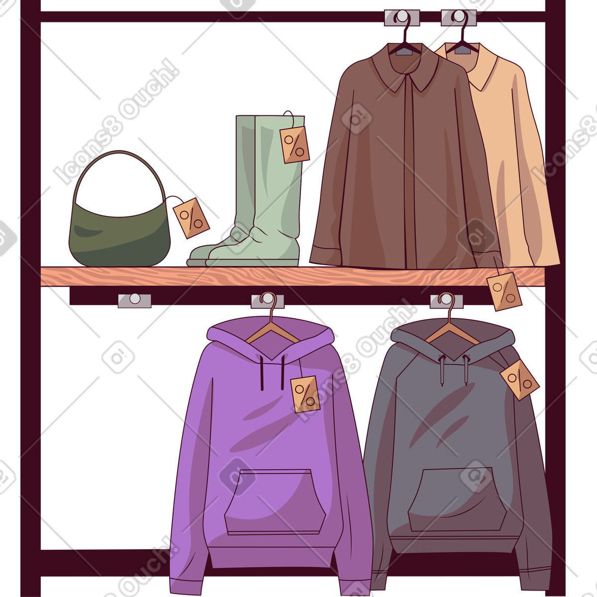 Stand di abbigliamento illustrazione in stile Eastwood scarica in PNG, SVG