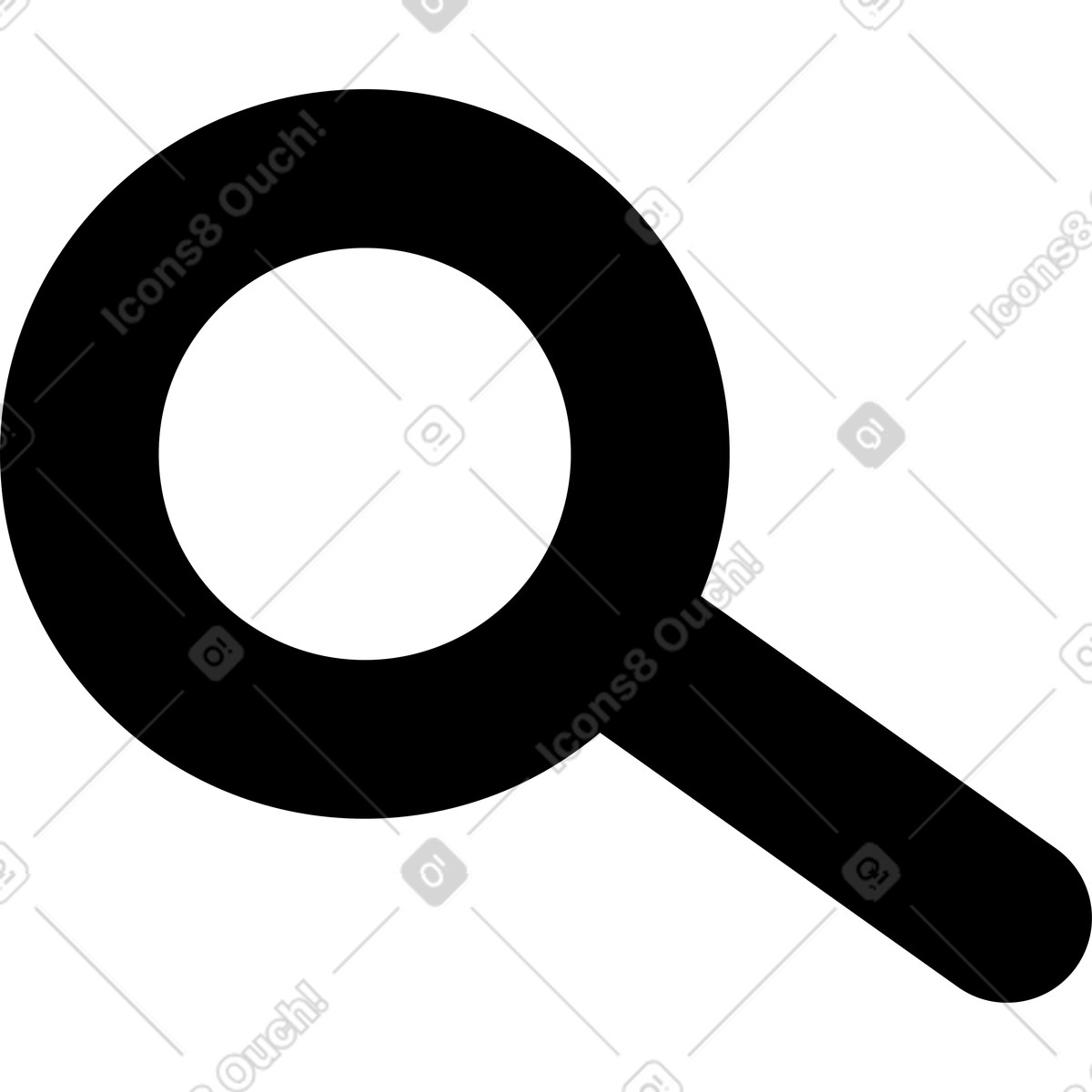 Illustration Magnifying glass silhouette with circular lens and straight handle shape dans le style Notion Line Art à télécharger aux formats PNG, SVG