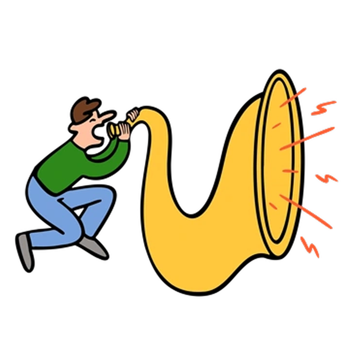 A man playing a large horn - Comic style illustration