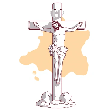 A white delicate porcelain statue of Jesus on the cross, with intricate detailing on the figure's features and clothing. The cross is adorned with subtle floral motifs, adding to the elegance of the statue. The background is softly blurred to emphasize the statue, and warm light highlights the smooth surface of the porcelain. The scene conveys a sense of reverence and tranquility.