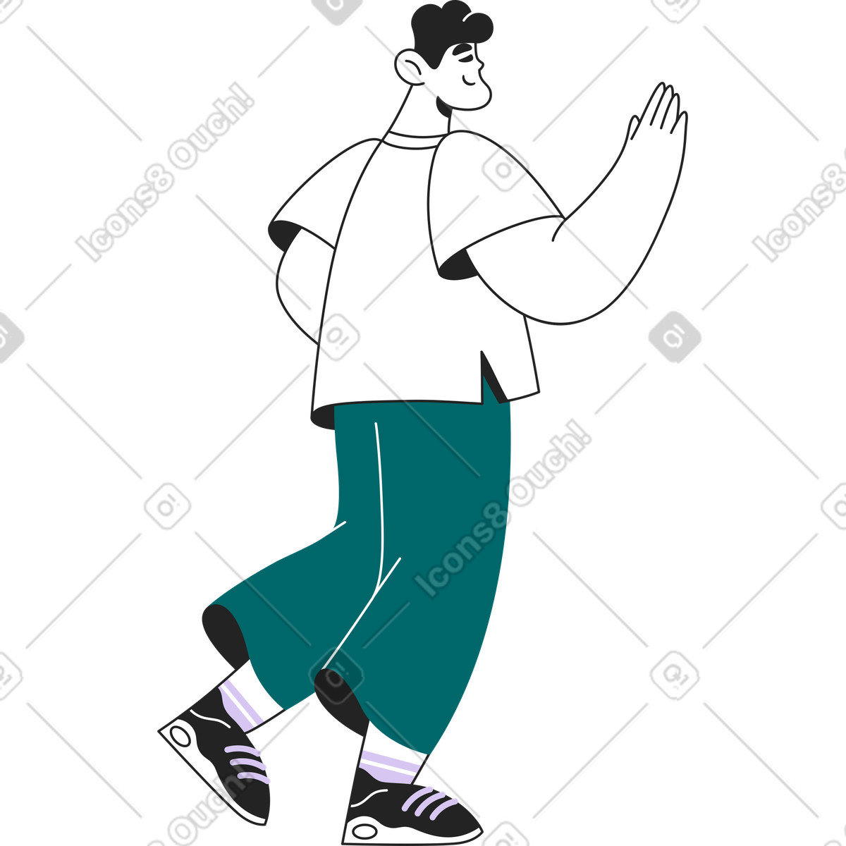 Sammy Line スタイルの 男は5を与える のイラストをPNG、SVG形式でダウンロード