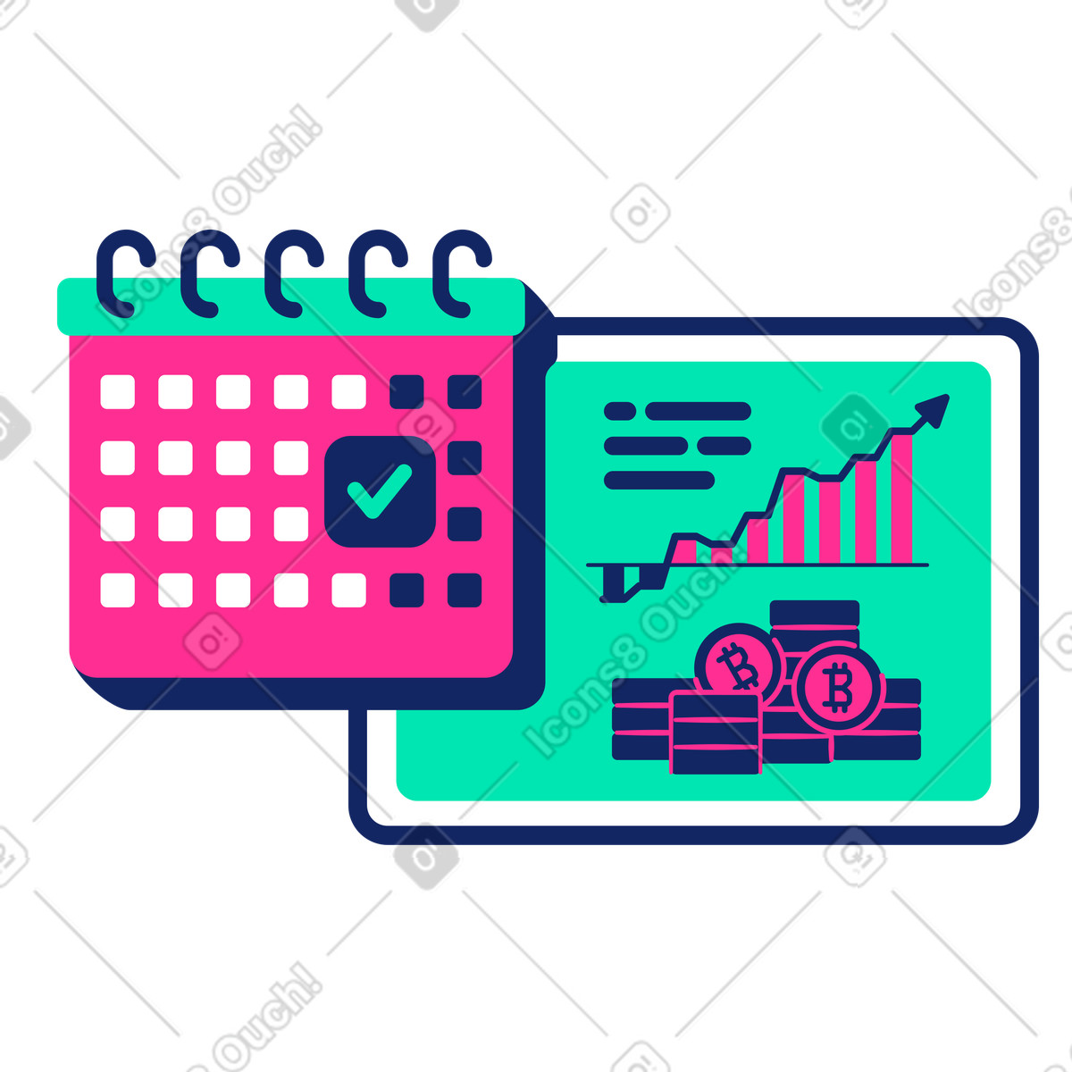 Ilustración Plan o proyecto de crecimiento financiero completo en estilo Cyborg a descargar en PNG y SVG