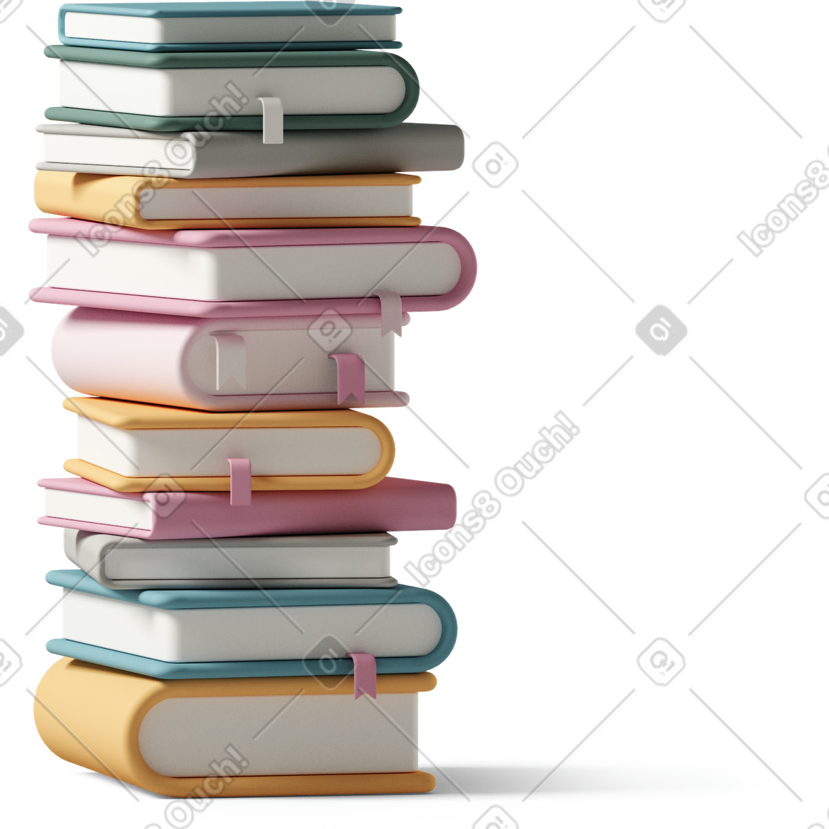 Tall stack of books illustration featuring clipart image in PNG and SVG