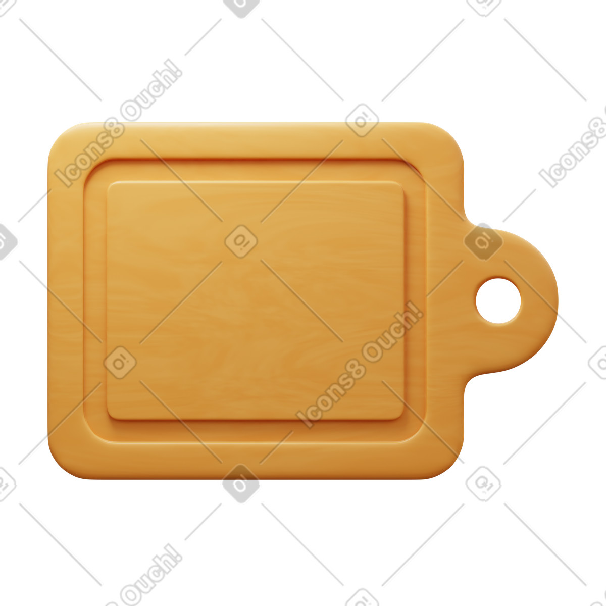 Cutting board illustration in 3D Fluency style download in PNG, SVG