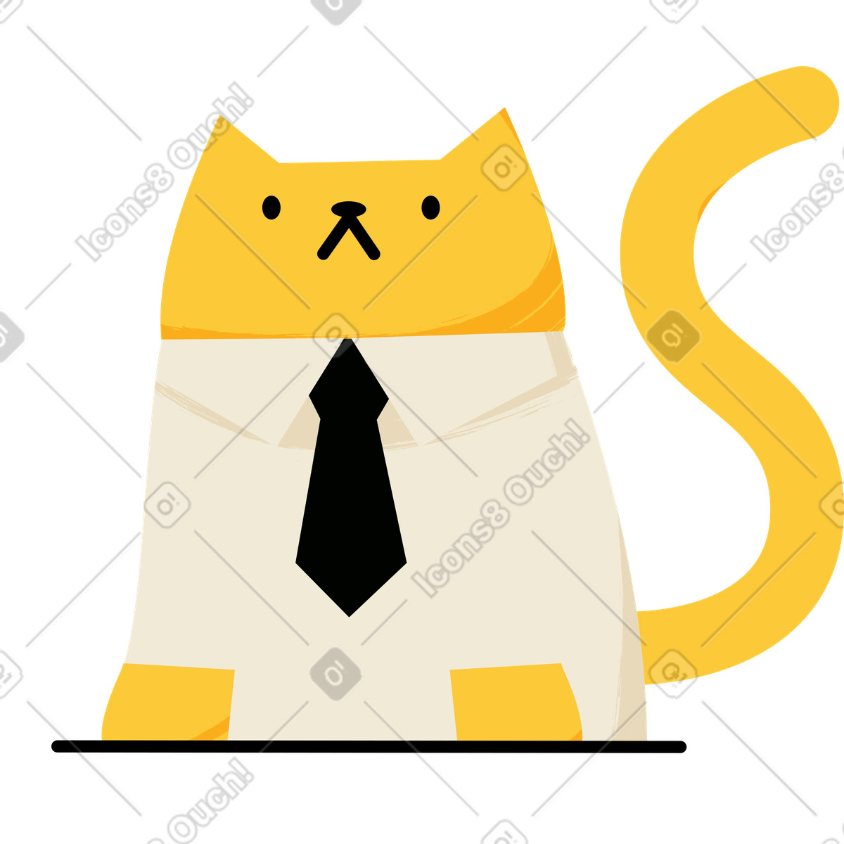 Illustration Chat en chemise et cravate dans le style Juicy à télécharger aux formats PNG, SVG