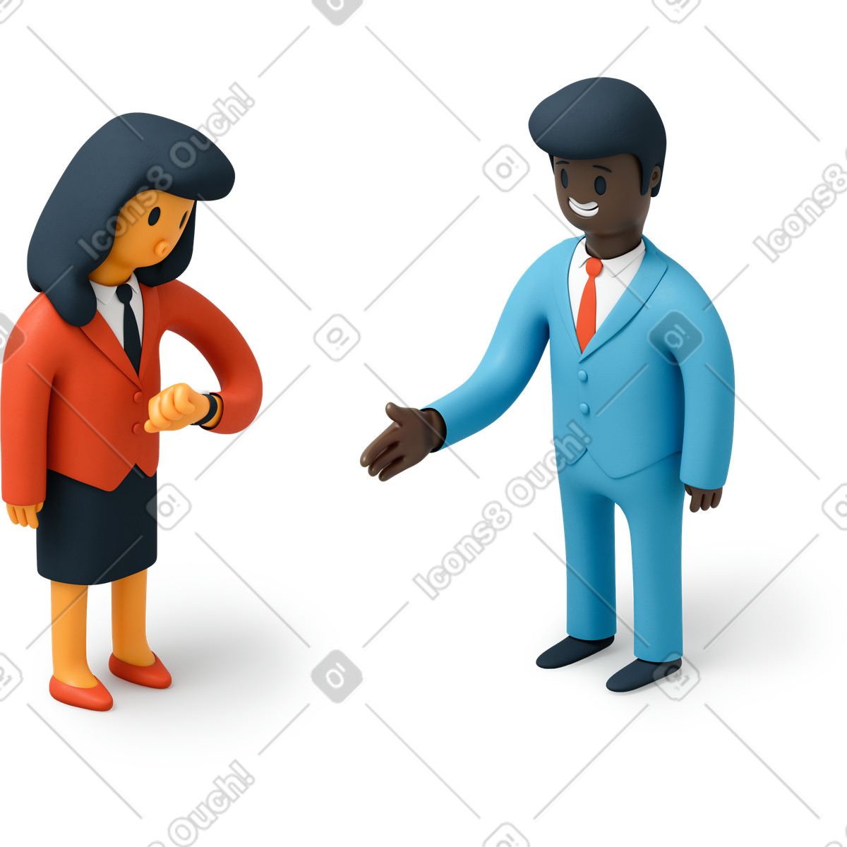 Ilustración Hombre torpe extendiendo su mano para saludar en estilo 3D Flame a descargar en PNG y SVG