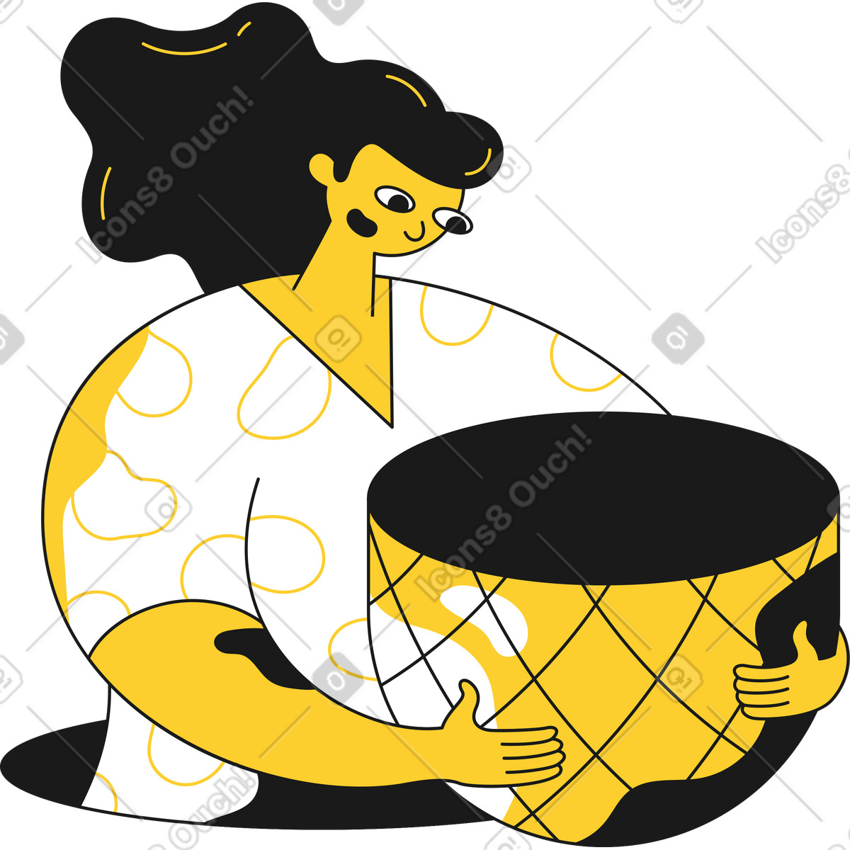 Taxi スタイルの 空き容器を持つ女性 のイラストをPNG、SVG形式でダウンロード