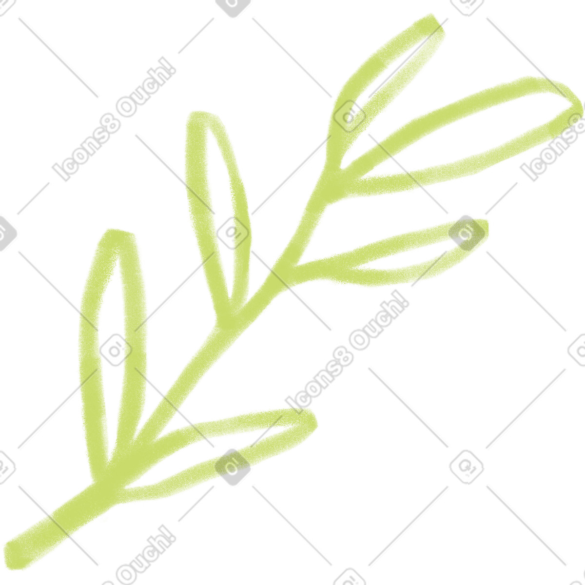 Иллюстрация Linear branch with leaves в стиле Doodle — скачать в форматах PNG, SVG