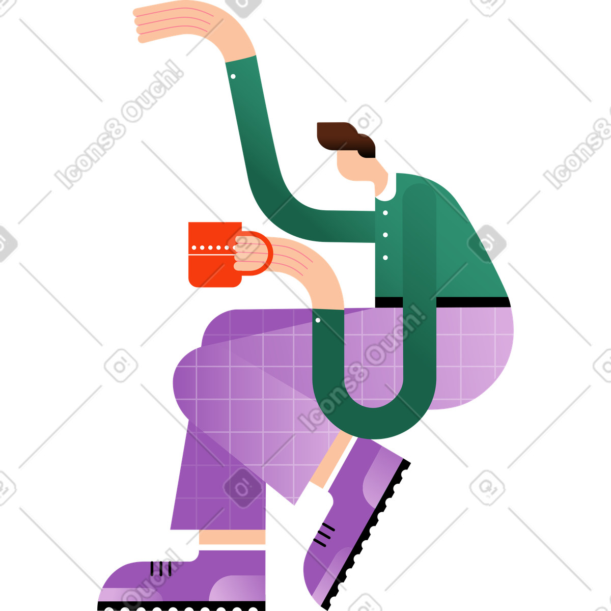 Ilustración Hombre sentado en estilo Wavy a descargar en PNG y SVG