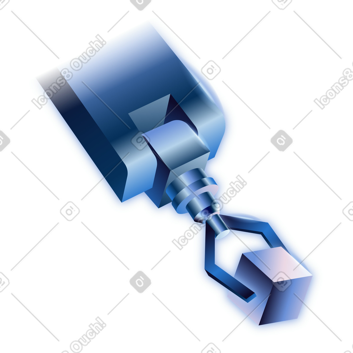 Dimension スタイルの Robot manipulator gripping cube shape のイラストをPNG、SVG形式でダウンロード