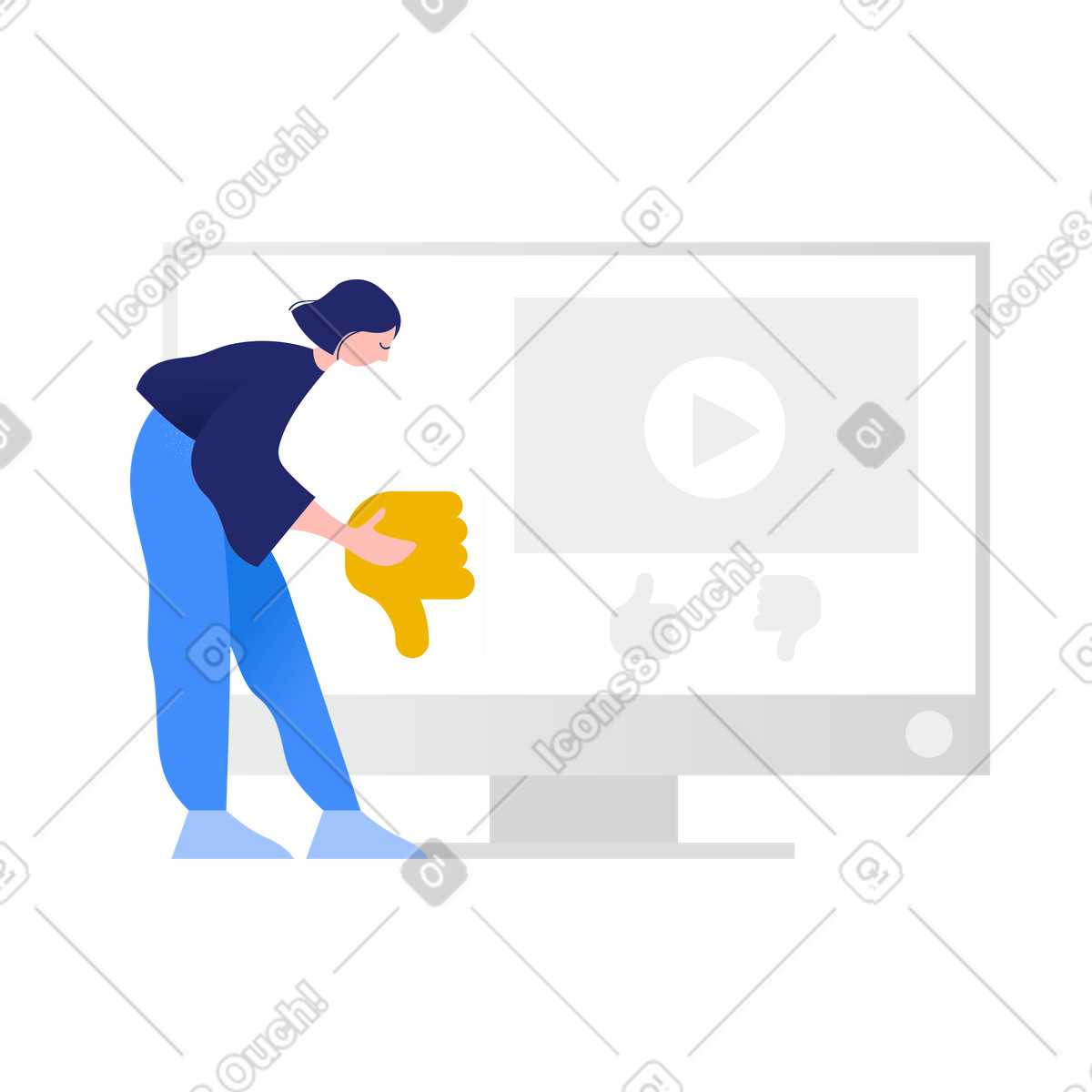 Donna che esprime antipatia nel video illustrazione in stile Clip scarica in PNG, SVG