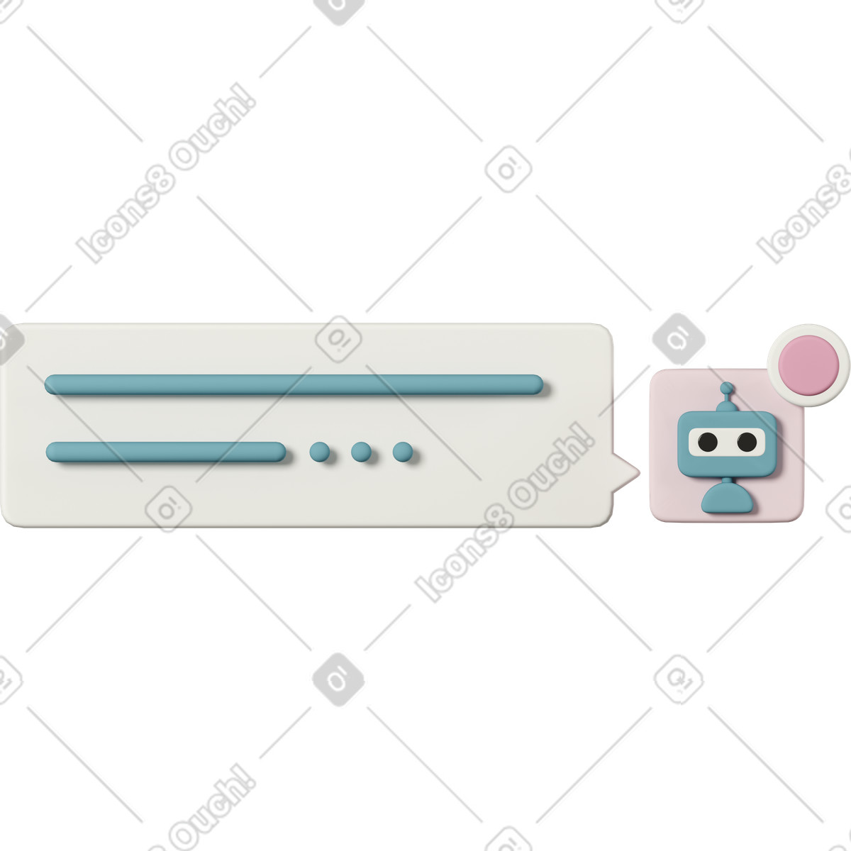 下载 3D Casual life 风格的 Chatbot message 插画，支持 PNG、SVG 格式