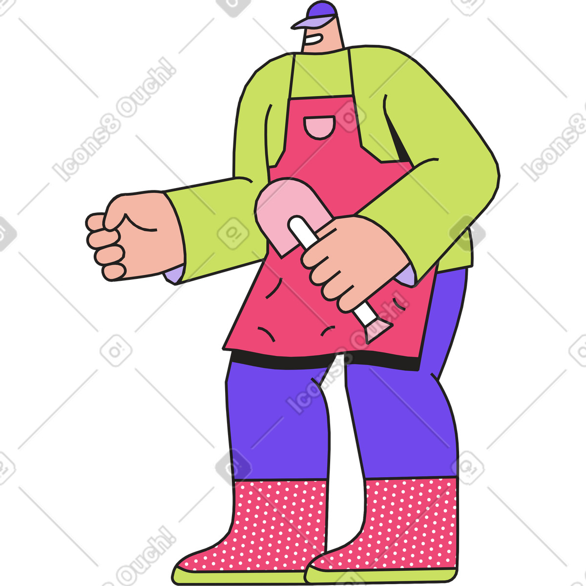 下载 Dazzle 风格的 有喷壶和铁锹的花匠 插画，支持 PNG、SVG 格式