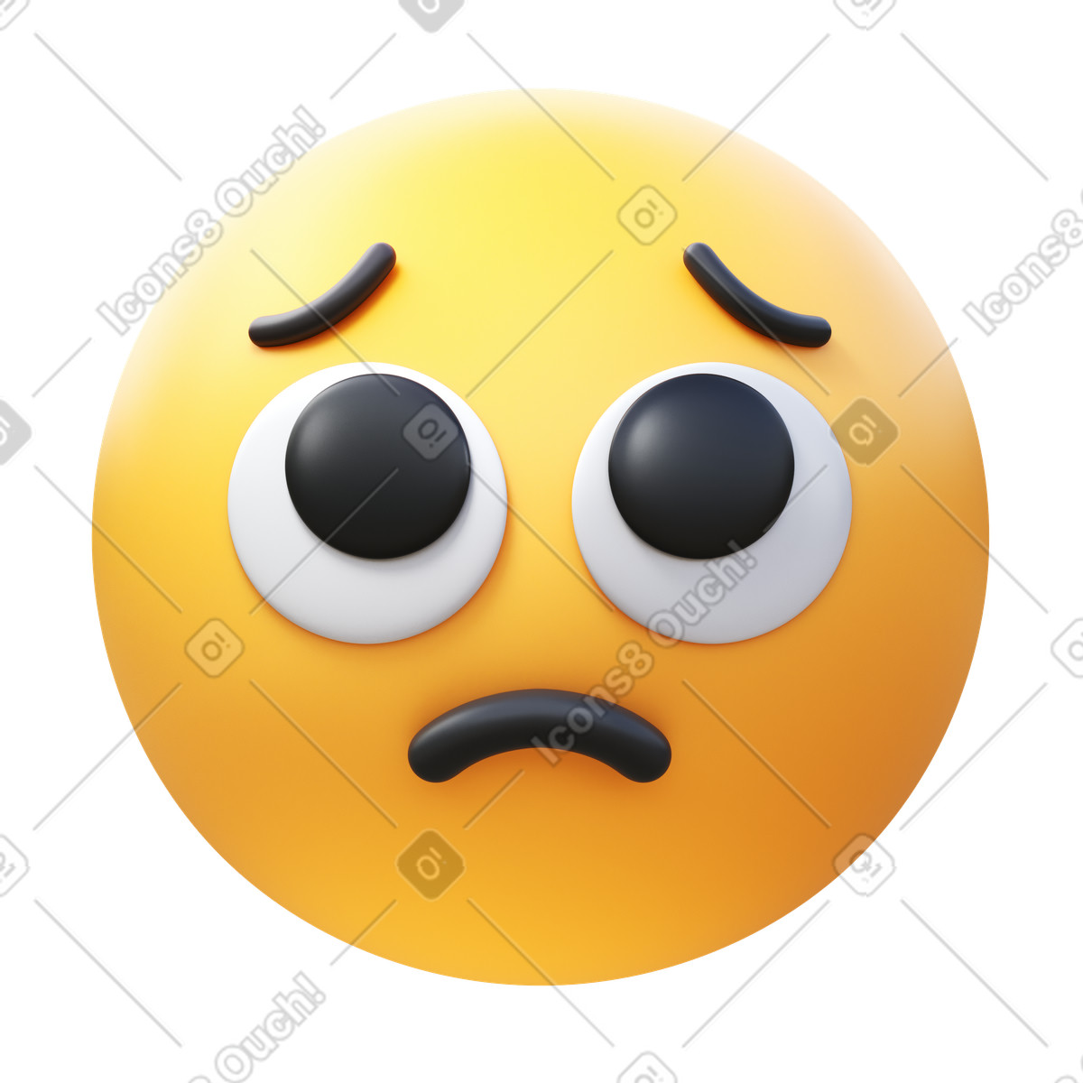 下载 3D Fluency 风格的 恳求的脸表情符号 插画，支持 PNG、SVG 格式