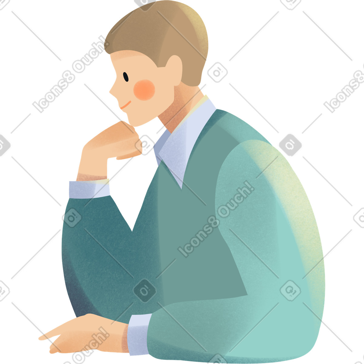 Young man thinking illustration in Shine style download in PNG, SVG