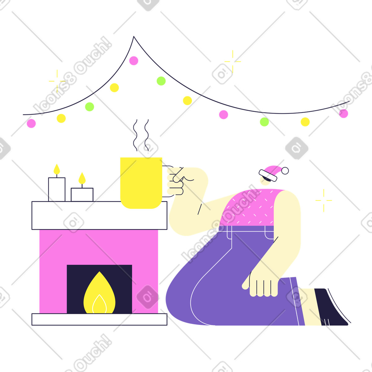 Illustration Noël confortable dans le style Mellow à télécharger aux formats PNG, SVG
