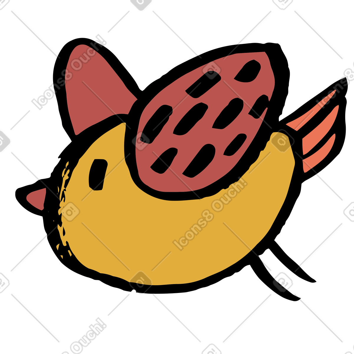 Fliegender gelber vogel-Illustration im Scandi-Stil als Download in PNG, SVG