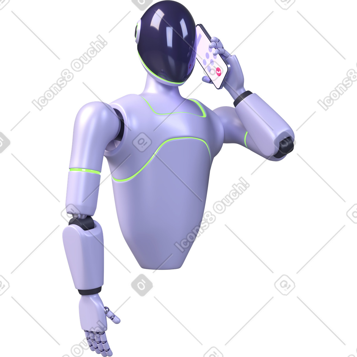 Chiamata telefonica dell'assistente ai, assistenza clienti, comunicazione digitale illustrazione in stile 3D Boost scarica in PNG, SVG