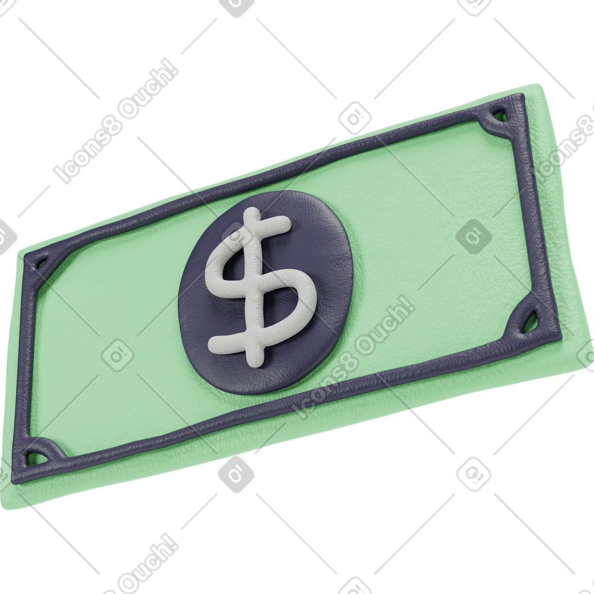 Ilustración Billete de dólar en estilo 3D Stripy a descargar en PNG y SVG