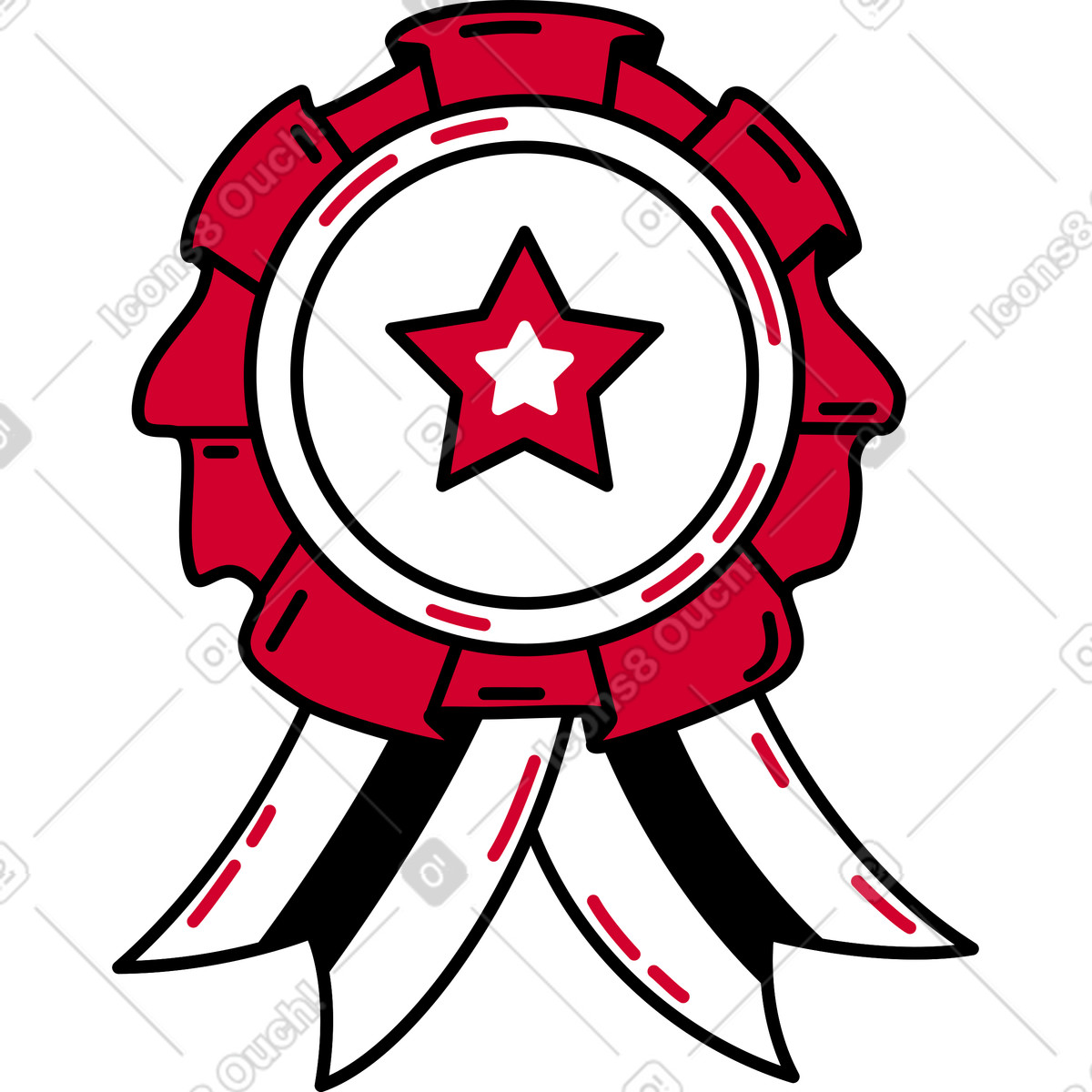 Medal with a star illustration in PNG, SVG