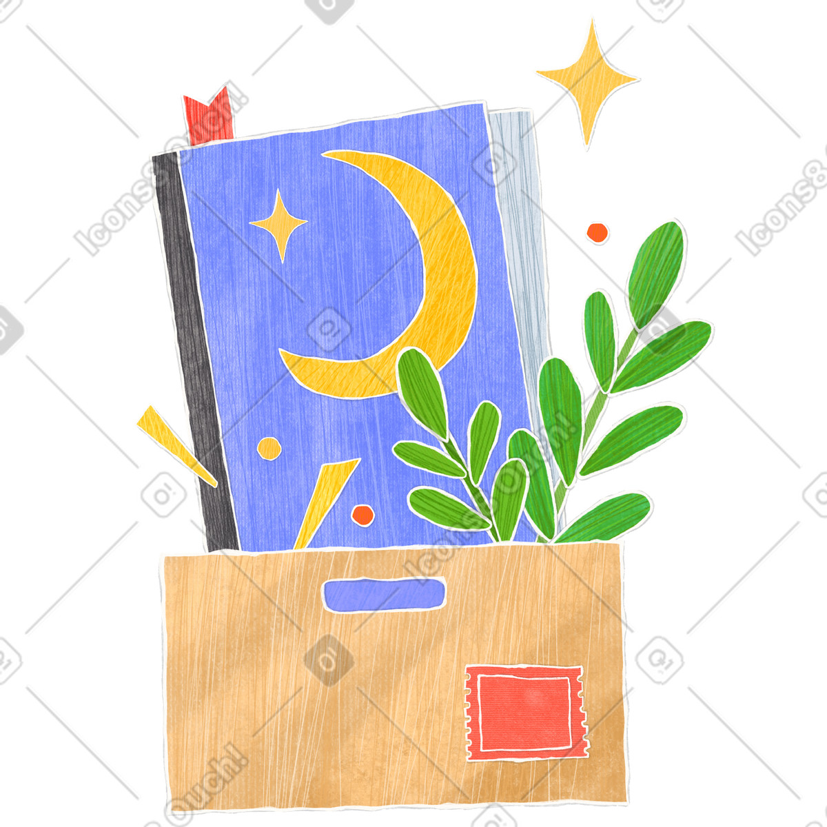 Crafty 스타일의 Box with a magical set of items 일러스트레이션 PNG, SVG 다운로드