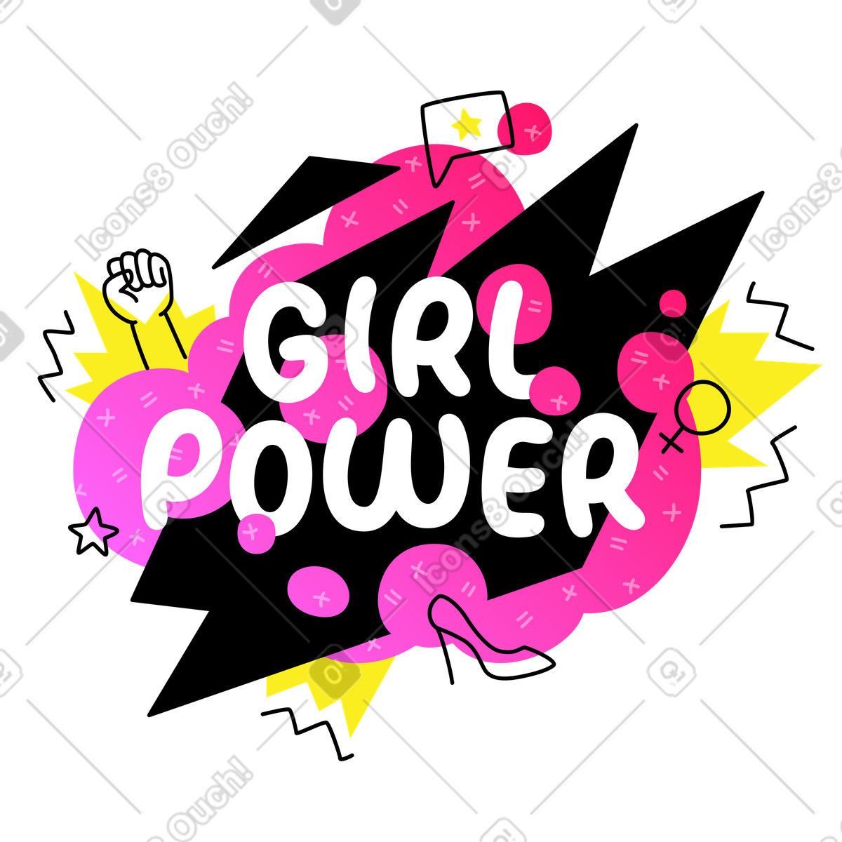 Иллюстрация Красочная надпись girl power с каракулями в стиле Rocky — скачать в форматах PNG, SVG