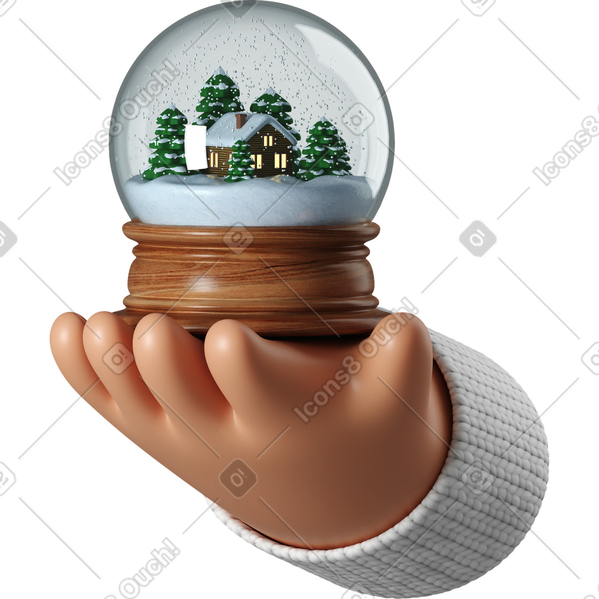 下载 3D Hands Fun&Wild 风格的 拿着雪球的被晒黑的皮肤手 插画，支持 PNG、SVG 格式