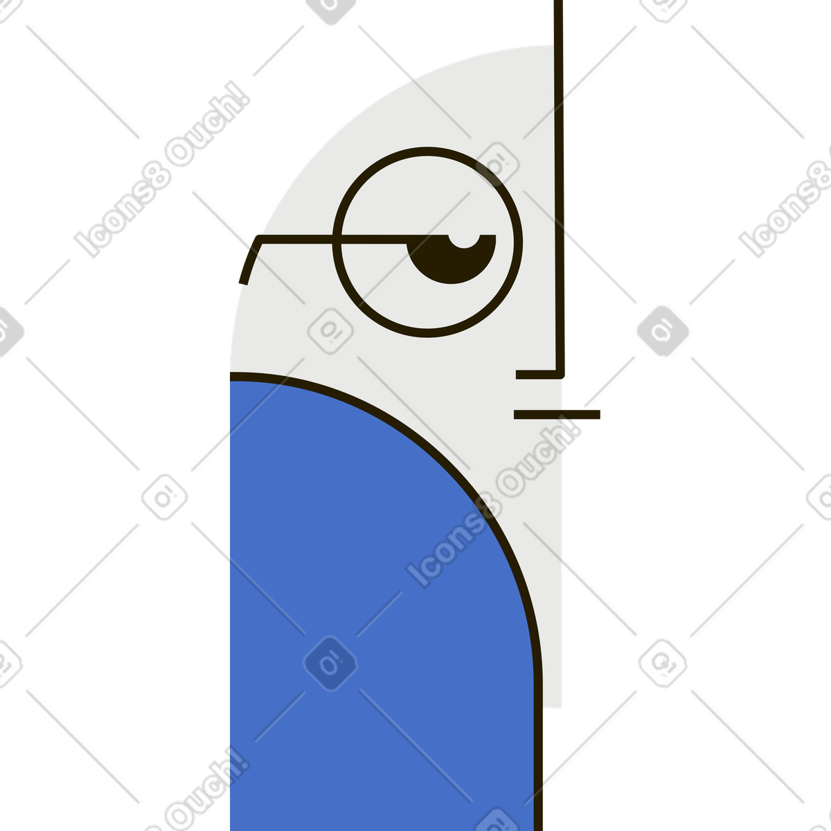 Person in gläsern-Illustration im Geom-Stil als Download PNG, SVG