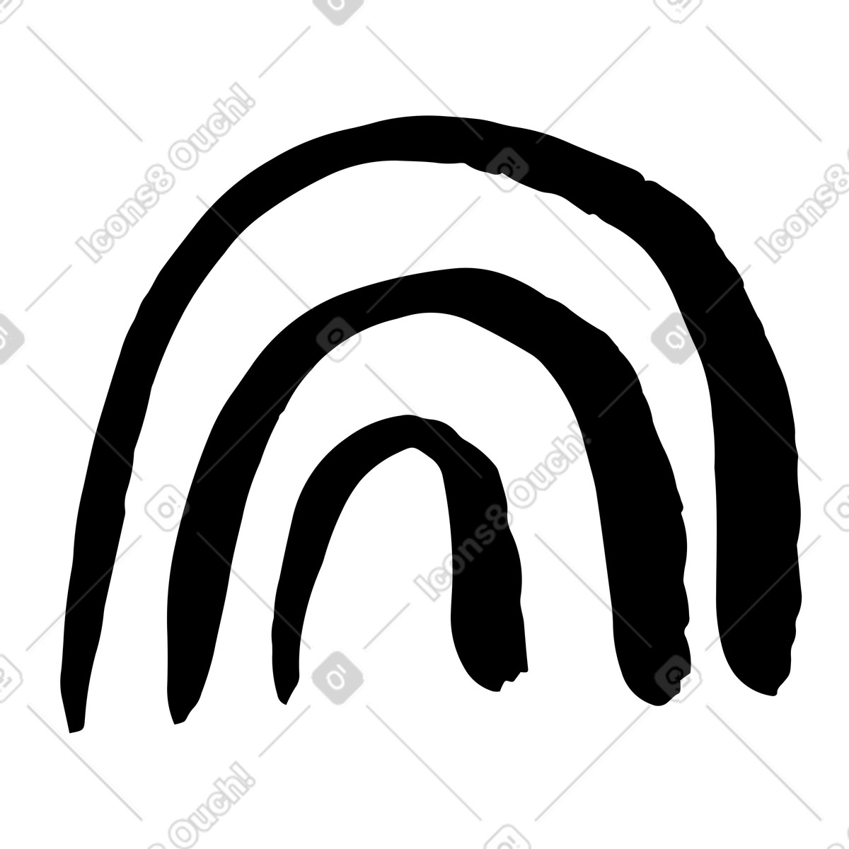 Black boho rainbow illustration in Scandi style download in PNG, SVG