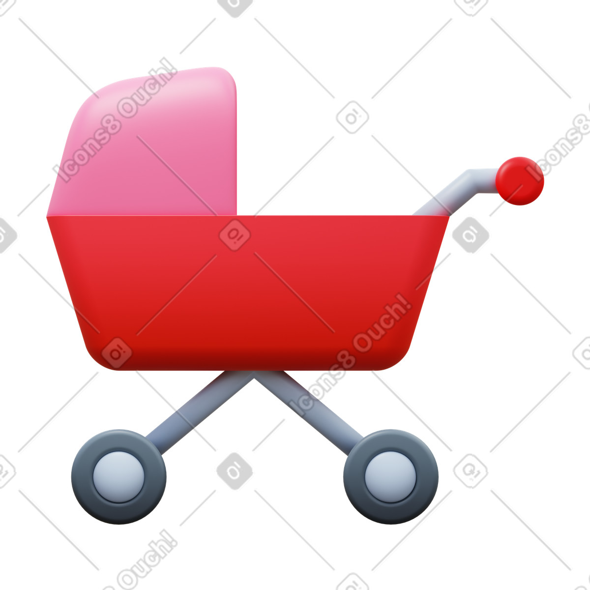 Ilustración Baby stroller en estilo 3D Fluency a descargar en PNG y SVG