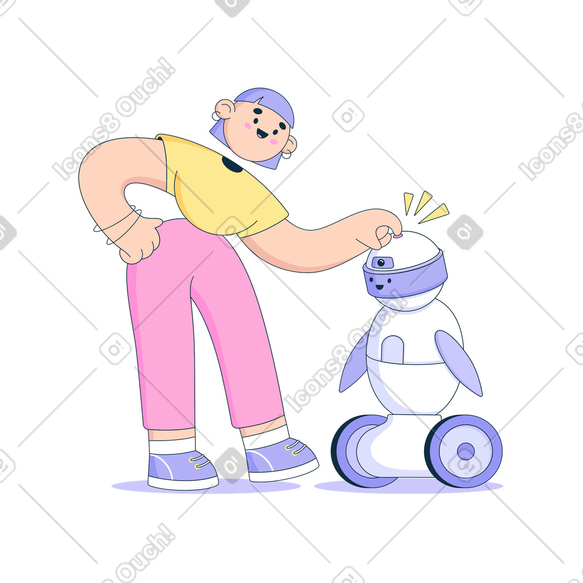 Illustration Démarrage du robot dans le style Bubble gum à télécharger aux formats PNG, SVG