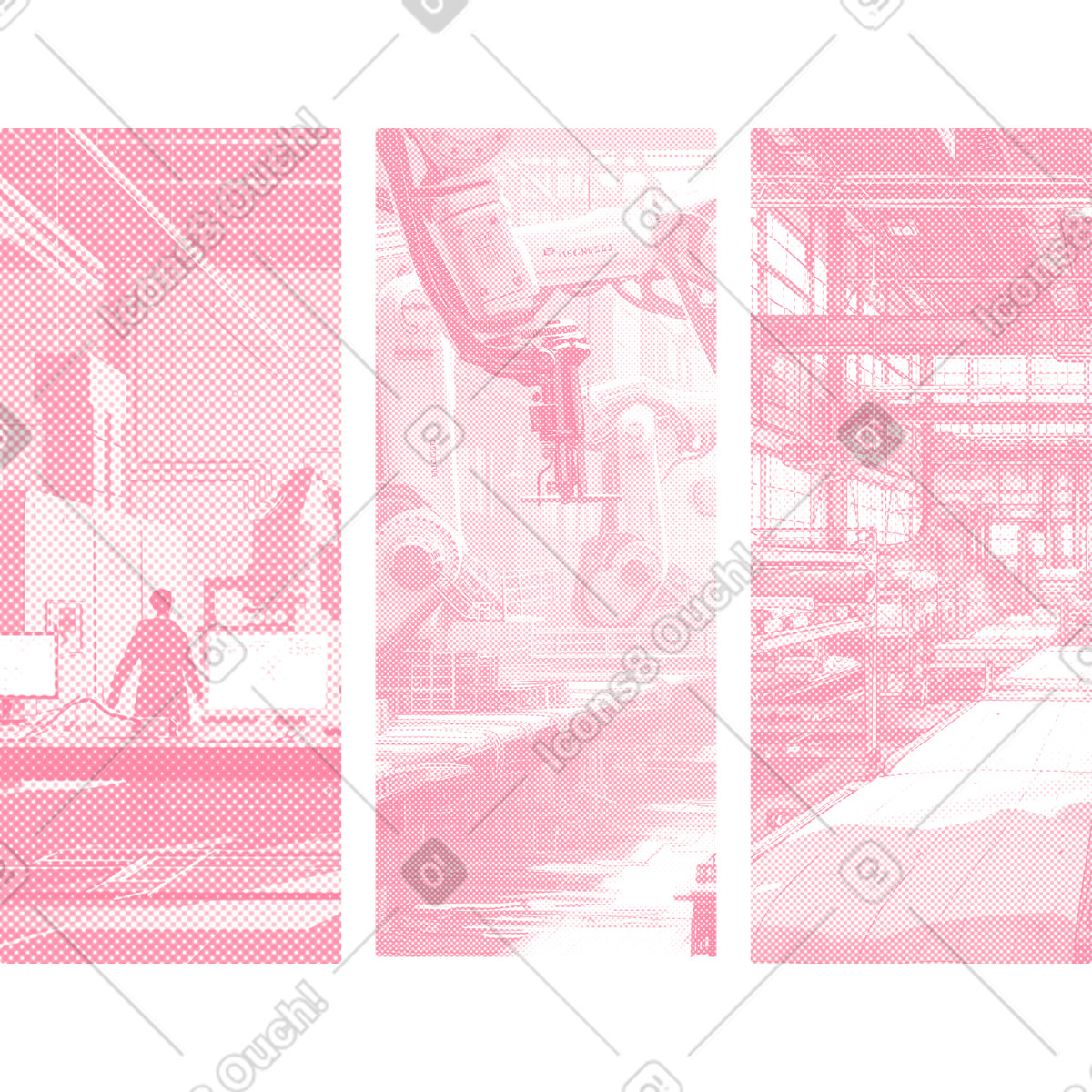 Industrial back illustration in Halftone style download in PNG, SVG