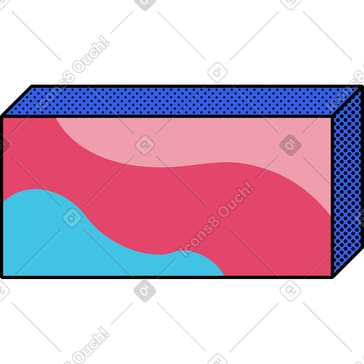 Parallelepiped illustration in Memphis style download in PNG, SVG