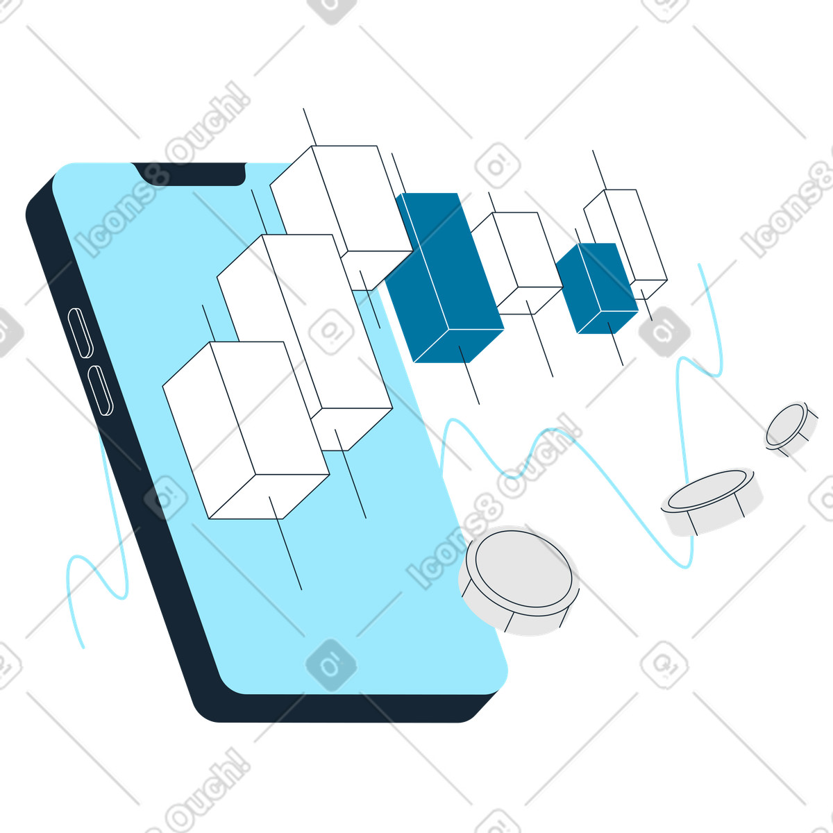 Investimenti e grafico a candele finanziarie illustrazione in stile Indigo scarica in PNG, SVG