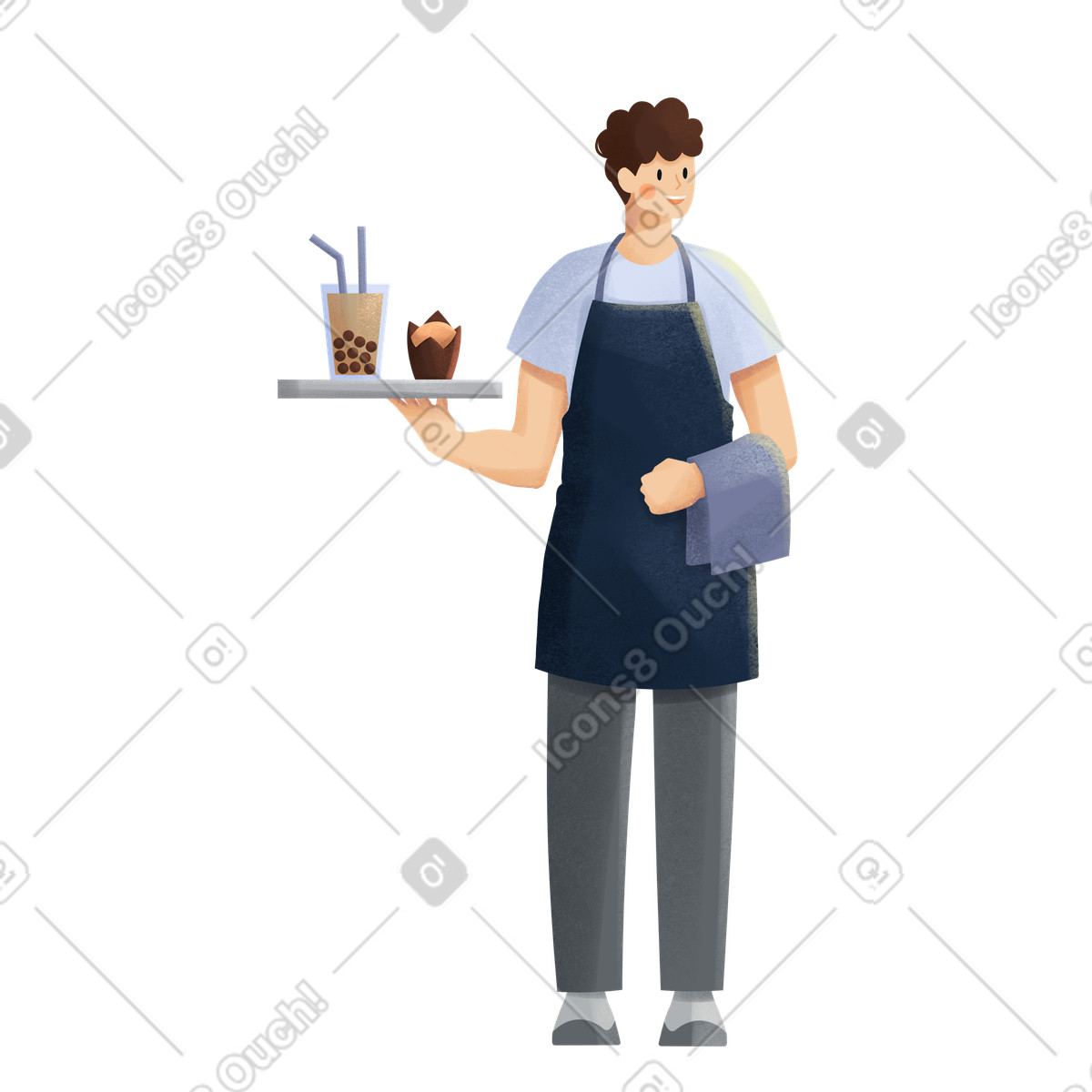 Ilustração de Waiter with an order em no estilo Shine para baixar em PNG, SVG