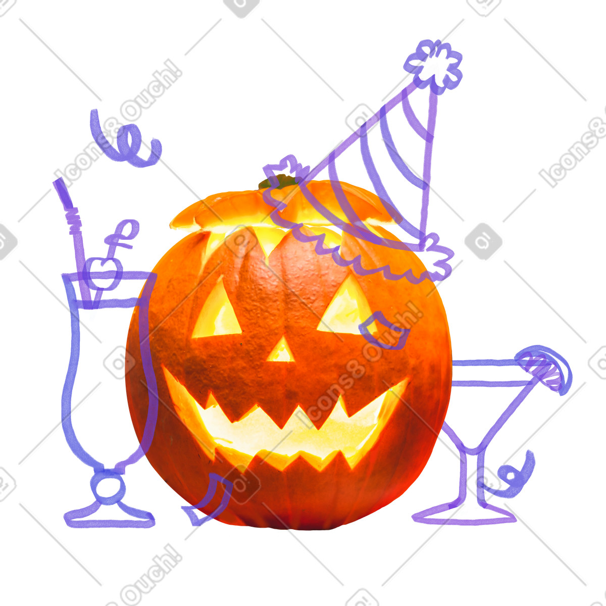 Ilustración Linterna de calabaza para fiesta halloween en estilo Marker a descargar en PNG y SVG