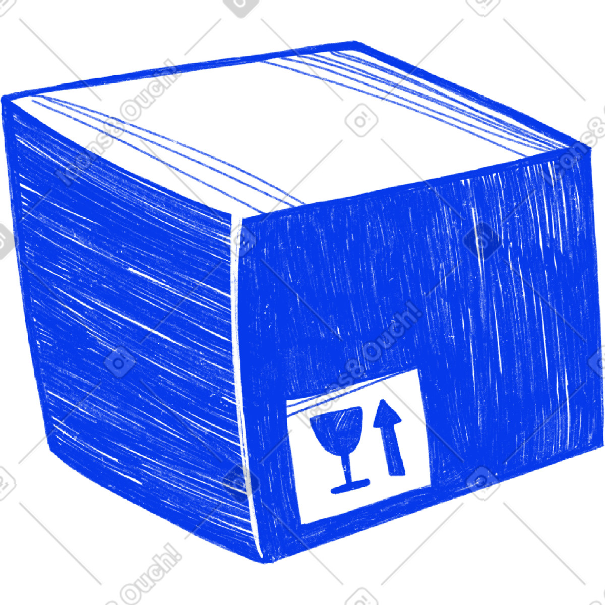 Ilustración Blue cardboard box en estilo Biro a descargar en PNG y SVG