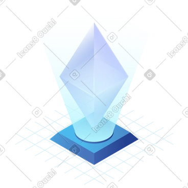 Crystal floating above glowing base, digital currency platform PNG, SVG