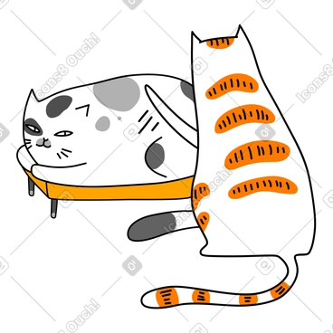 다른 고양이에게 마사지를 해주는 고양이 PNG, SVG