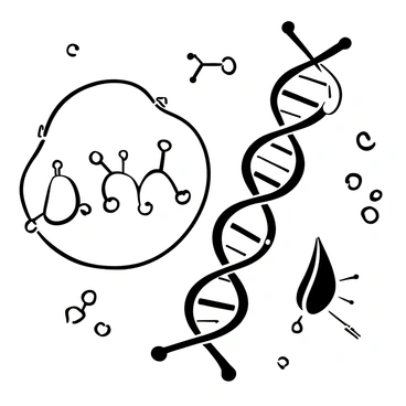 A depiction of a DNA polymerase enzyme in a magnified view actively binding to a DNA strand. The enzyme is shown with distinct structural features, including its active site where nucleotides are being added. A growing strand of DNA is visible, with several nucleotides in different stages of attachment. The nucleotides are represented with their specific shapes and connections, illustrating the process of replication. The surrounding environment features additional molecules involved in the replication process, enhancing the scientific context of the image.