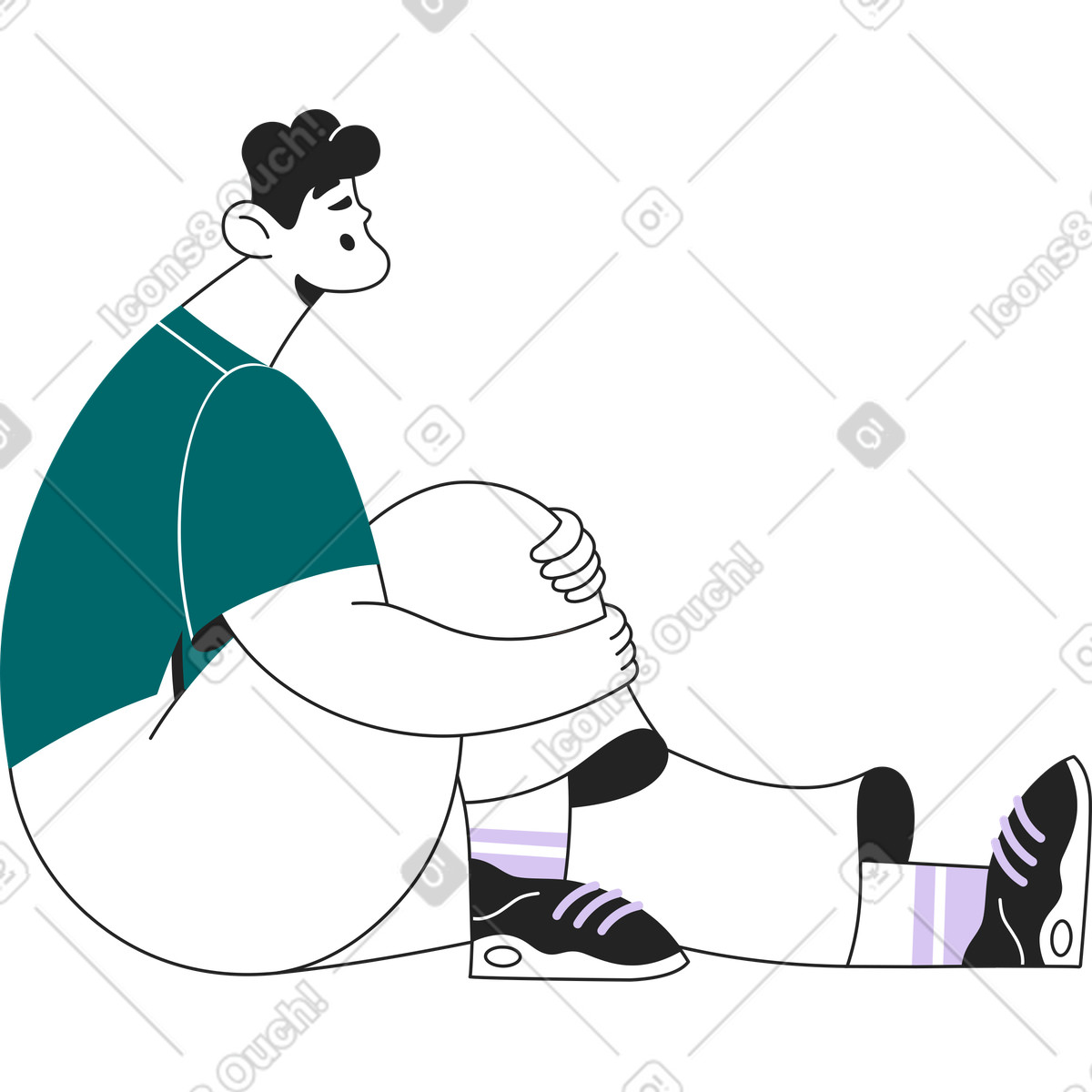 Verärgerter sitzender mann-Illustration im Sammy Line-Stil als Download in PNG, SVG