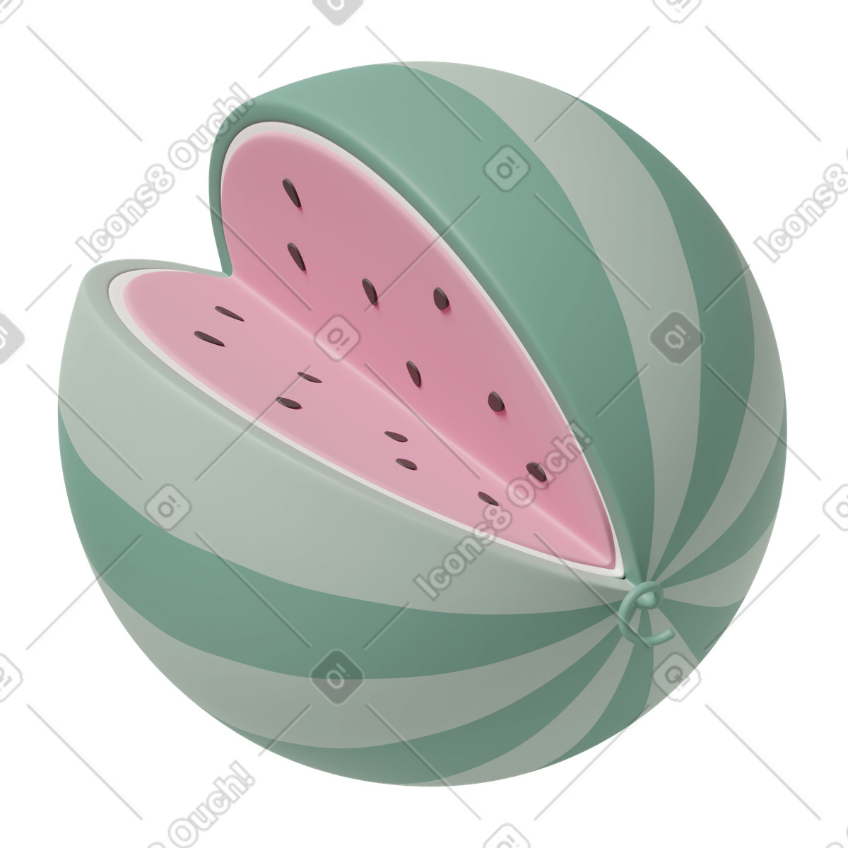 3D Casual life スタイルの Cut watermelon のイラストをPNG、SVG形式でダウンロード
