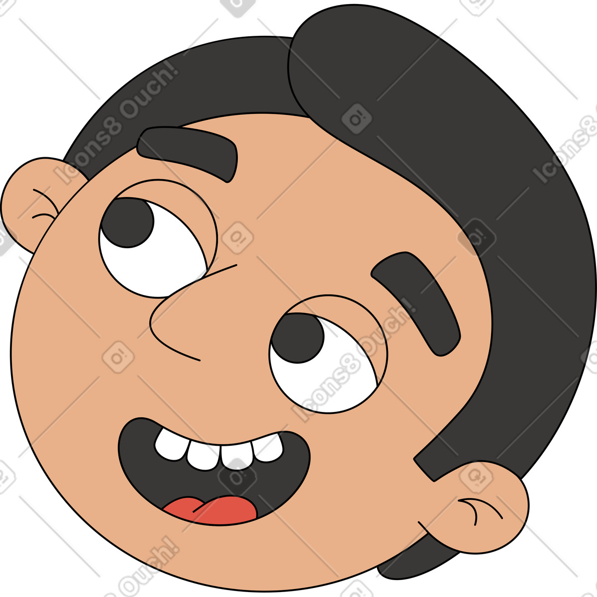Kopf-Illustration im Sitcom-Stil als Download in PNG, SVG