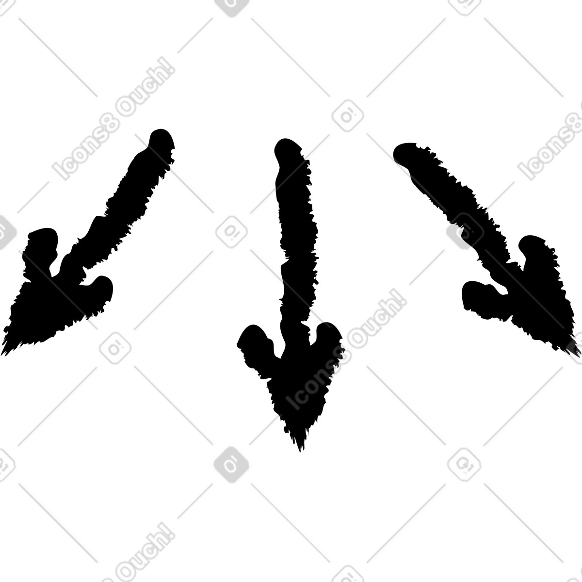 Pfeil dreifach-Illustration im Twirl-Stil als Download in PNG, SVG
