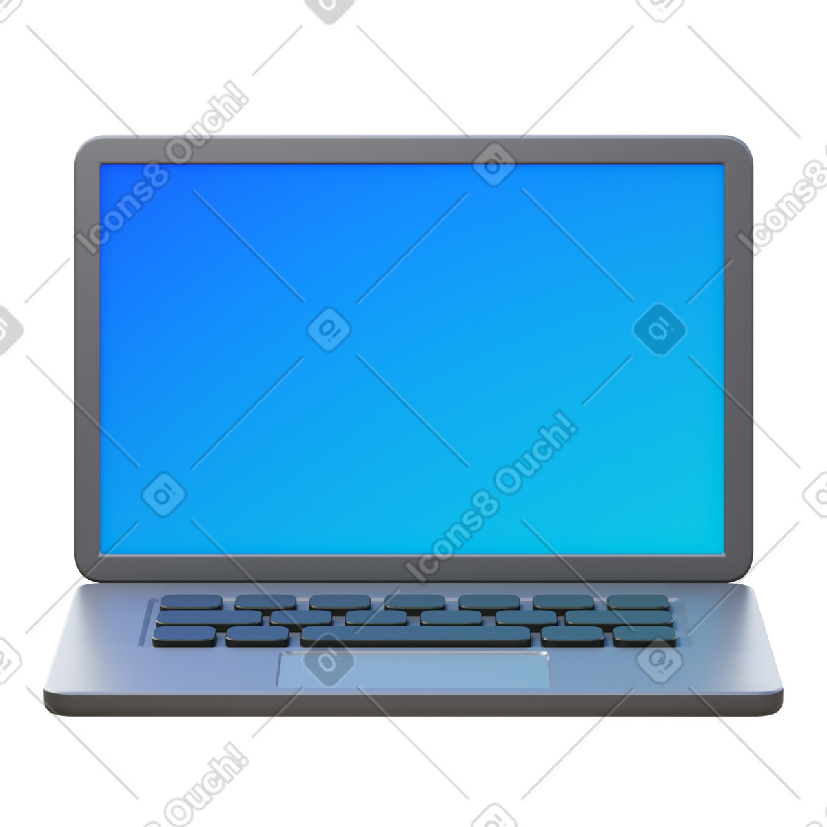 3D Fluency スタイルの Laptop computer with blank screen for remote work のアニメーションイラストをGIF、Lottie (JSON)、AEでダウンロード