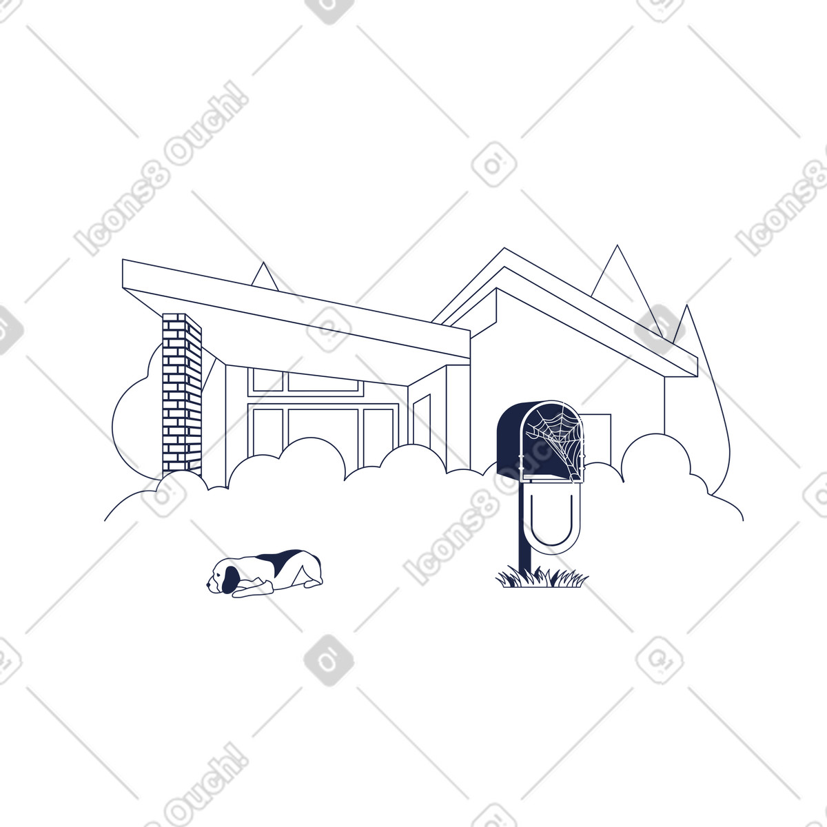 No messages illustration shows an empty mailbox clipart image in various like PNG and SVG