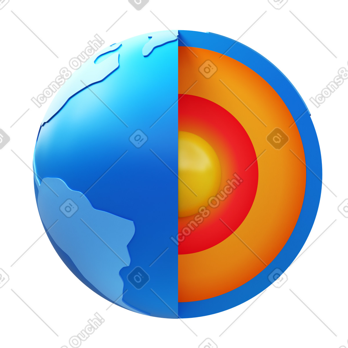 下载 3D Fluency 风格的 The earth's inner core 插画，支持 PNG、SVG 格式
