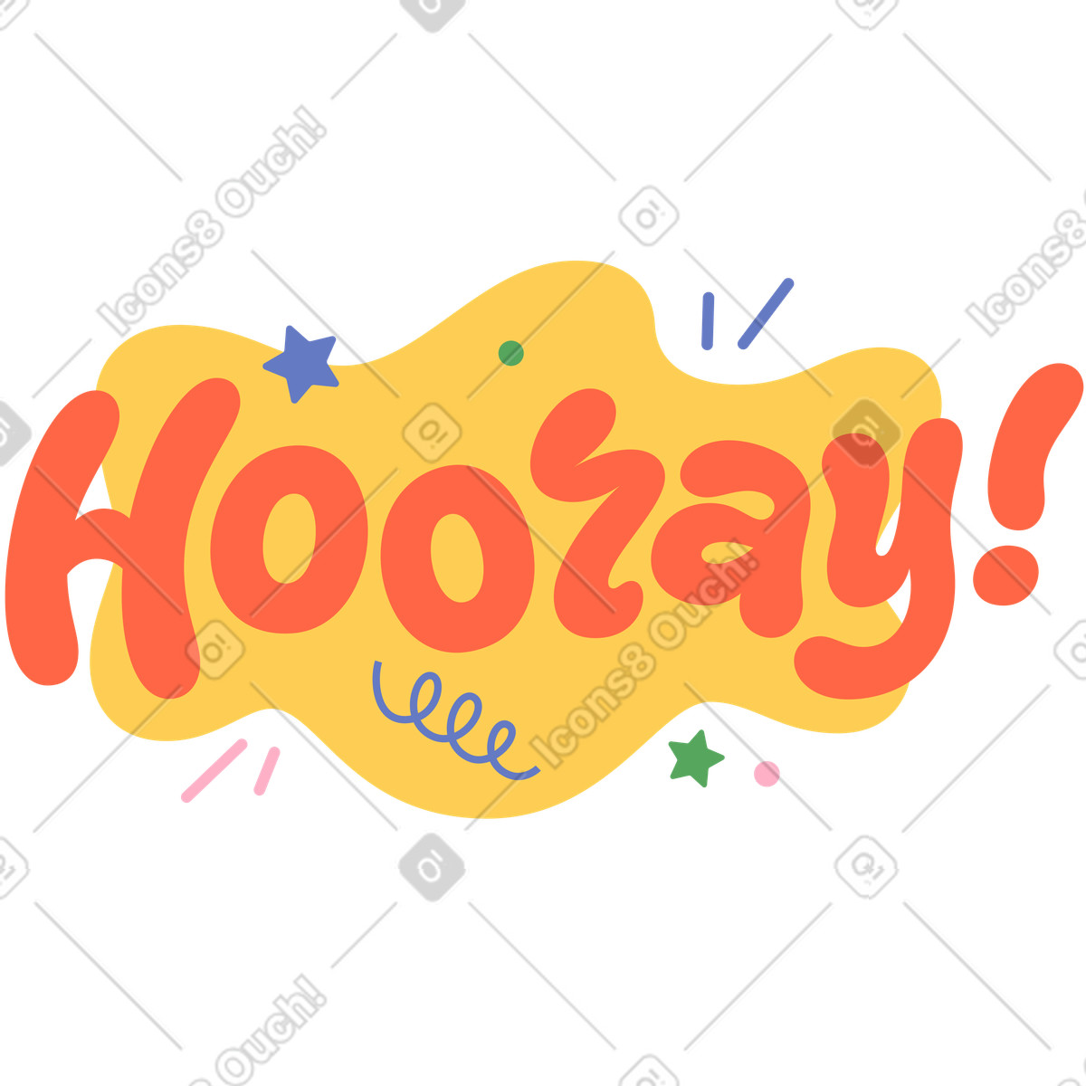 Ilustração de Playful hooray lettering with confetti, Encouragement em no estilo Social para baixar em PNG, SVG